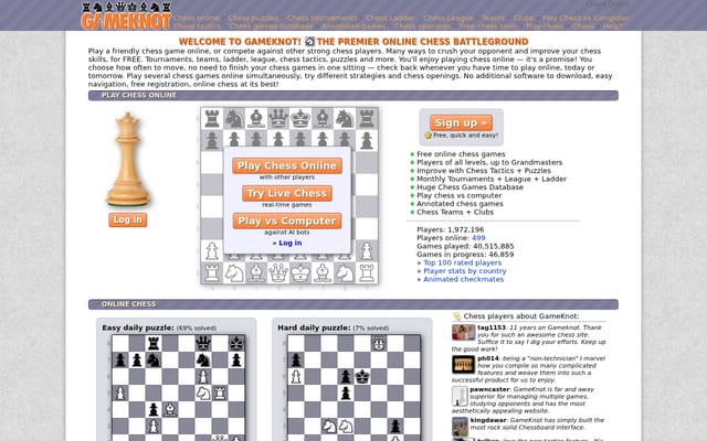 Screenshot of gameknot.com