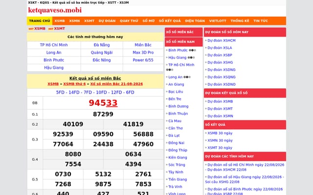 Screenshot of ketquaveso.mobi