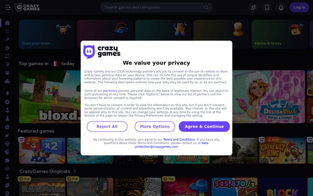 Screenshot of crazygames.com