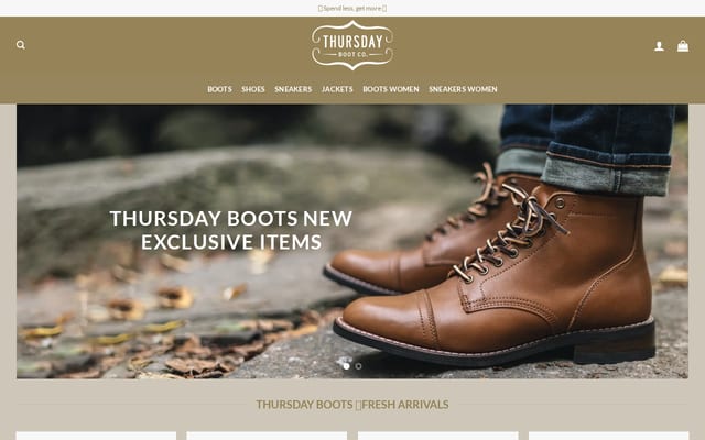 Screenshot of thursdaybootus.com