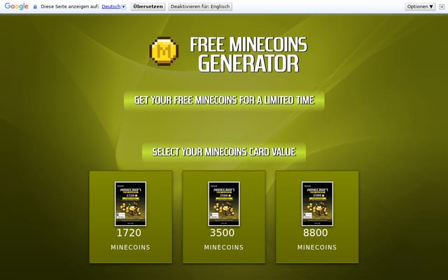 Screenshot of freeminecoins.net
