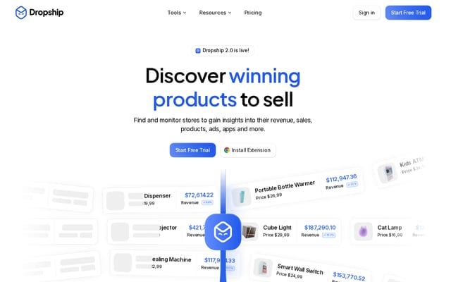 Screenshot of dropship.io