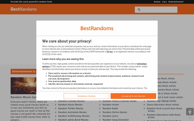 Screenshot of bestrandoms.com
