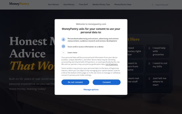 Screenshot of moneypantry.com