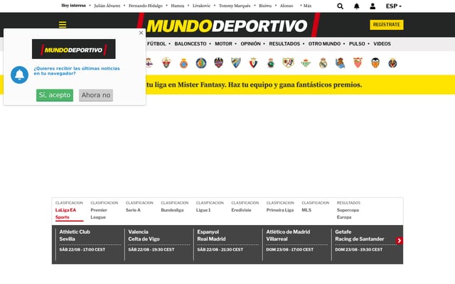 Screenshot of mundodeportivo.com
