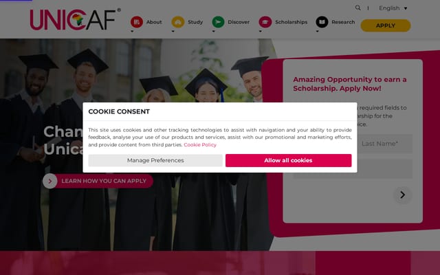 Screenshot of unicaf.org