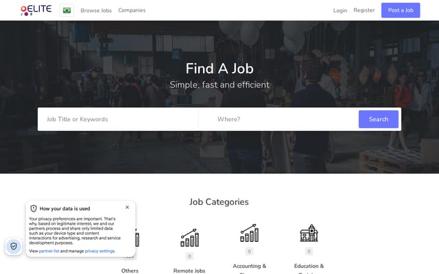 Screenshot of theelitejob.com