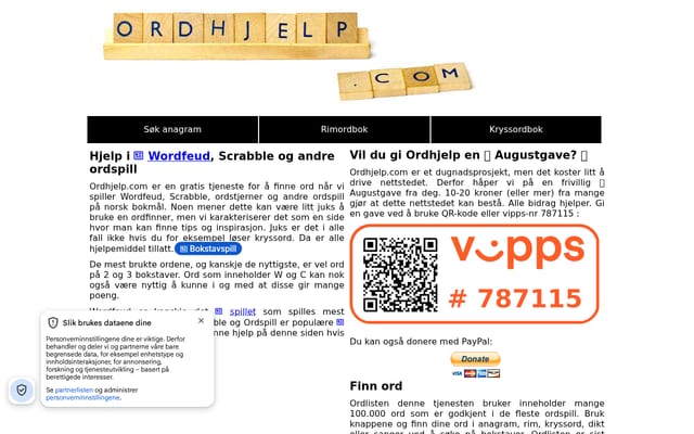 Screenshot of ordhjelp.com