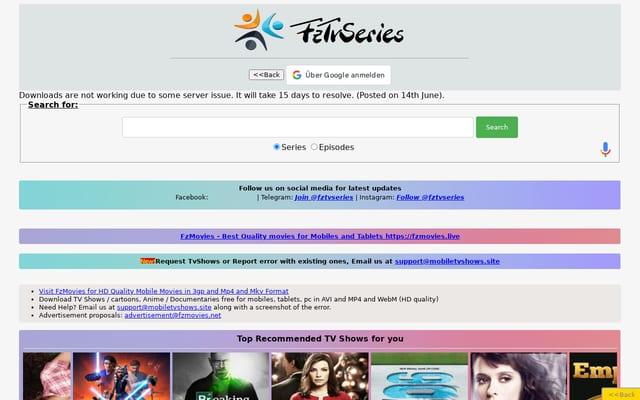 Screenshot of fztvseries.live