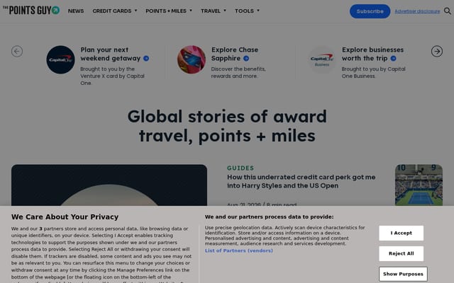 Screenshot of thepointsguy.com