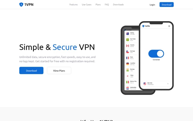 Screenshot of 1vpn.org