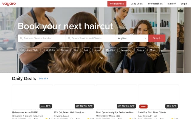 Screenshot of vagaro.com