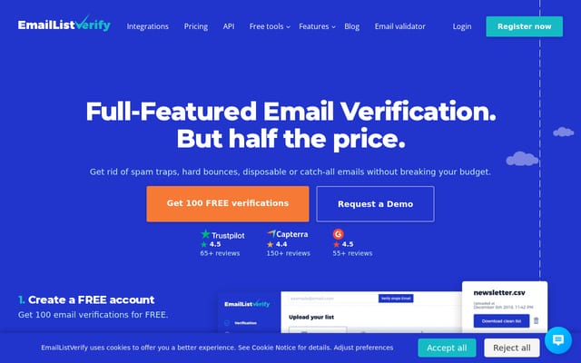 Screenshot of emaillistverify.com