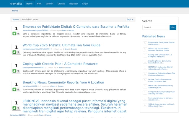 Screenshot of travialist.com