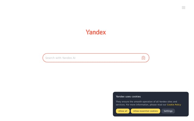 Screenshot of yandex.com