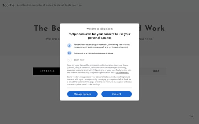 Screenshot of toolpie.com