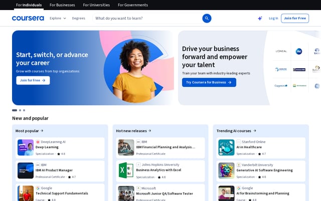 Screenshot of coursera.org