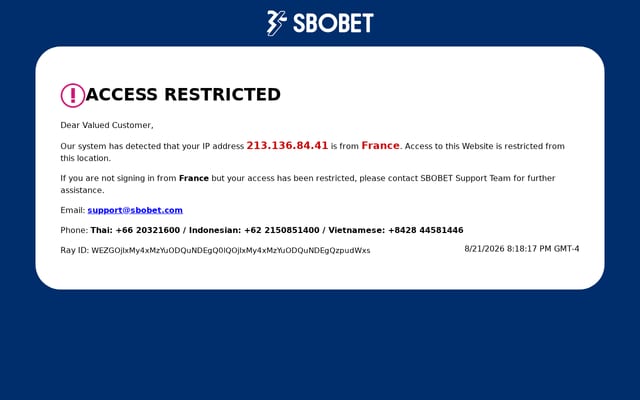 Screenshot of sbobet.com