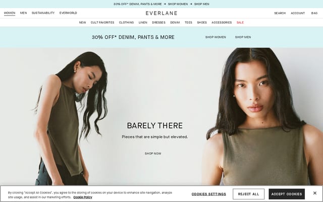 Screenshot of everlane.com