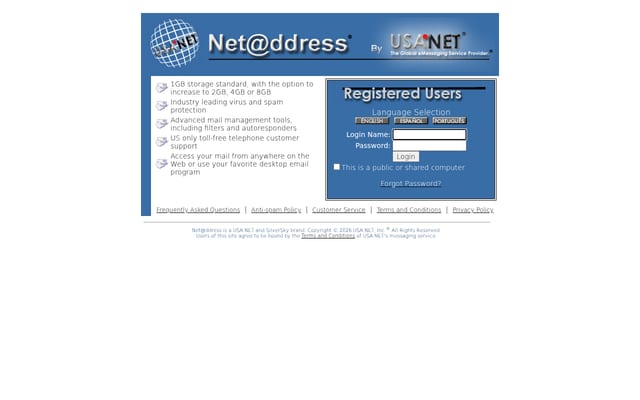 Screenshot of netaddress.com