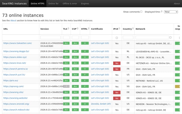 Screenshot of searx.info