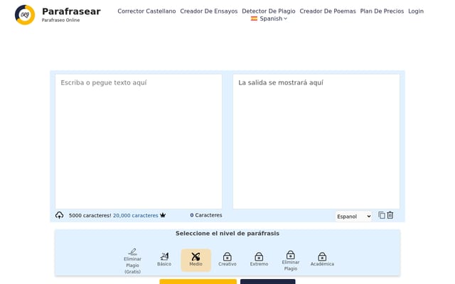 Screenshot of parafrasear.org