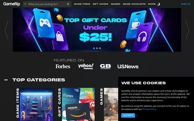Screenshot of gameflip.com
