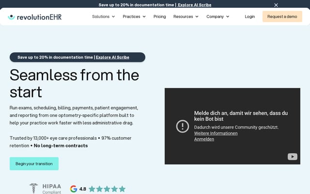 Screenshot of revolutionehr.com