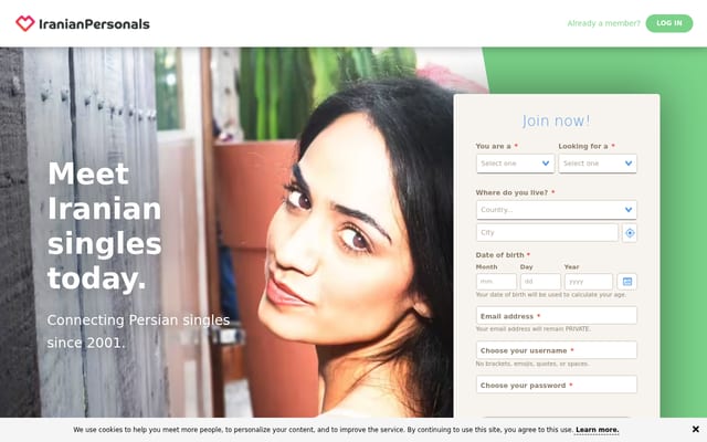 Screenshot of iranianpersonals.com