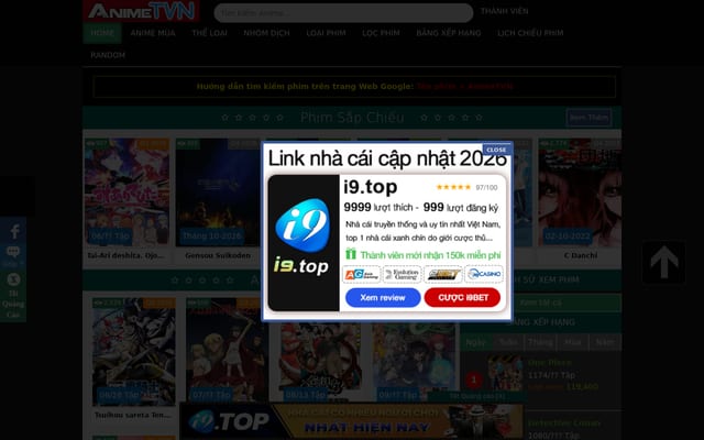 Screenshot of animetvn.com
