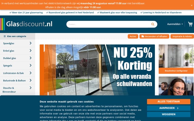 Screenshot of glasdiscount.nl