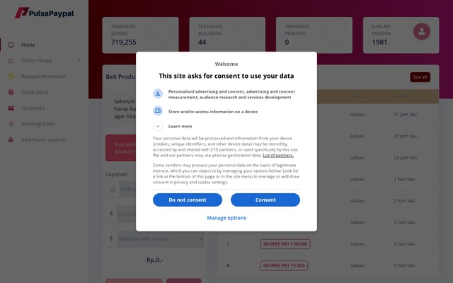Screenshot of pulsapaypal.co.id