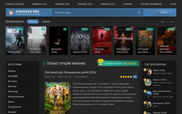 Screenshot of kinokrad.pro