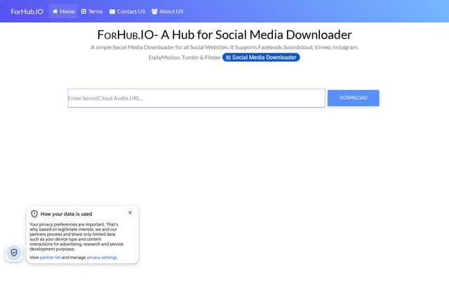 Screenshot of forhub.io