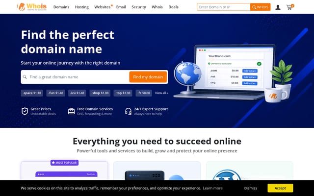 Screenshot of whois.com