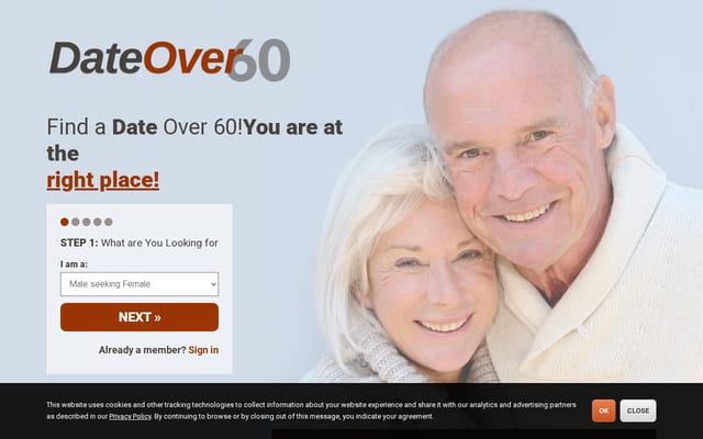 Screenshot of dateover60.com