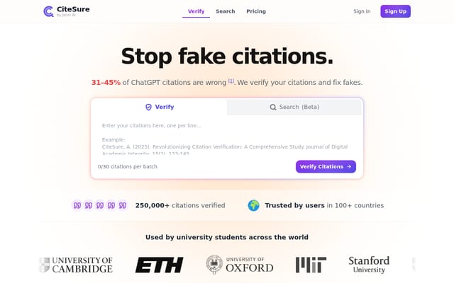Screenshot of citesure.com