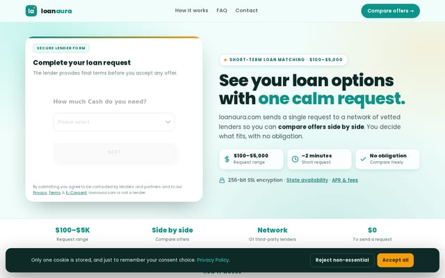 Screenshot of loanaura.com