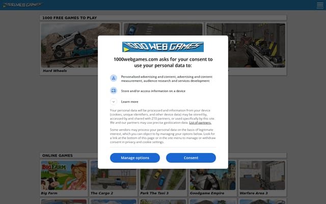 Screenshot of 1000webgames.com