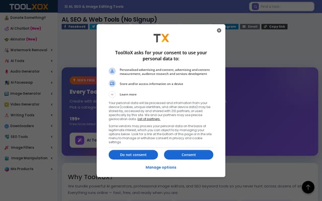 Screenshot of toolxox.com