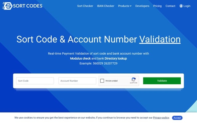 Screenshot of sortcodes.co.uk
