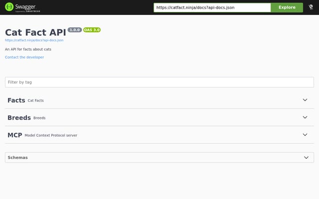 Screenshot of catfact.ninja
