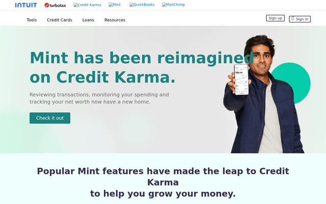 Screenshot of mint.com