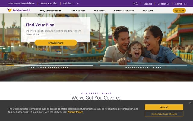 Screenshot of emblemhealth.com