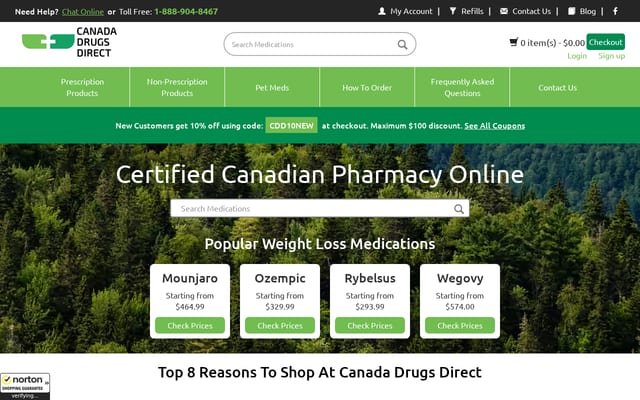 Screenshot of canadadrugsdirect.com