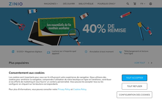 Screenshot of zinio.com