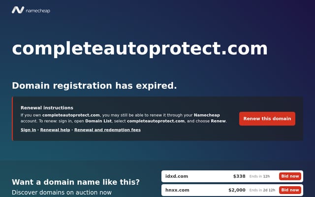 Screenshot of completeautoprotect.com