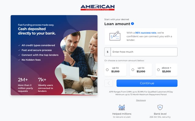 Screenshot of americanemergencyfund.com