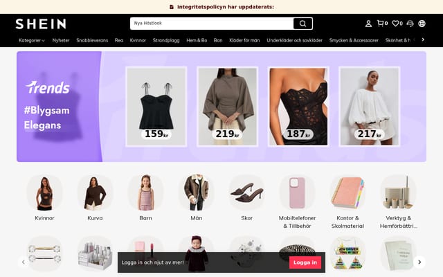 Screenshot of shein.se