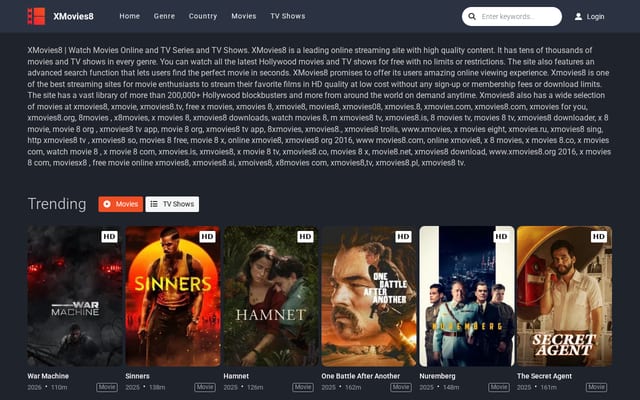 Screenshot of xmovies8.stream